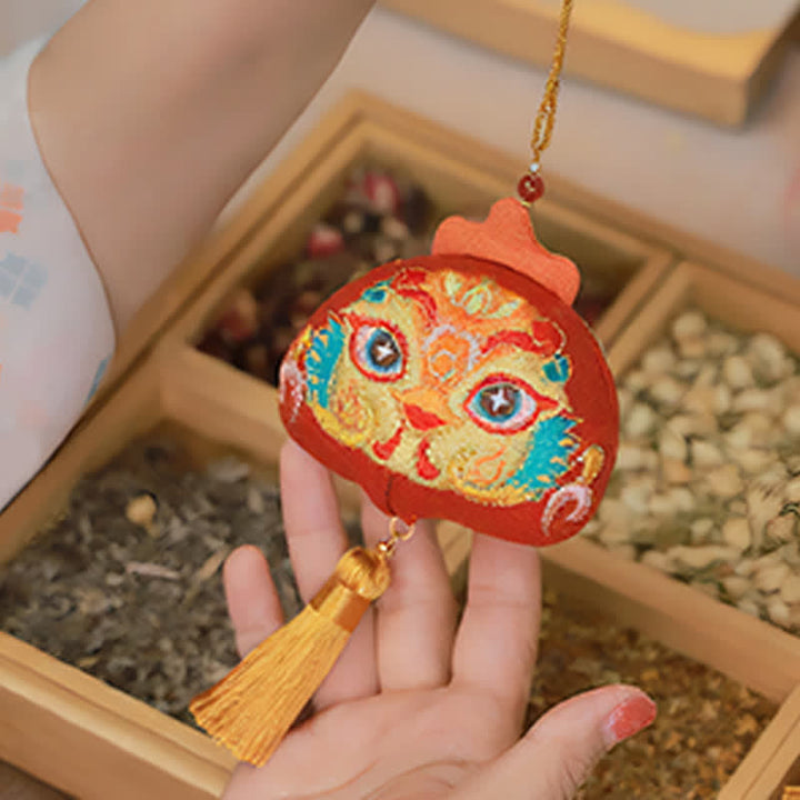 Buddha Stones Chiński haftowany smok tygrys frędzel szczęście uroczy zwierzęcy wystrój - image 31