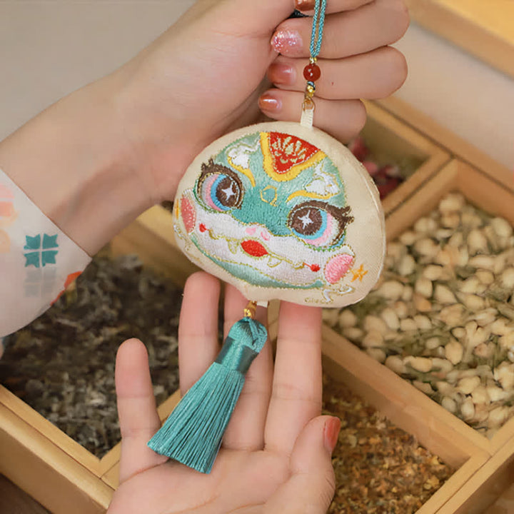 Buddha Stones Chiński haftowany smok tygrys frędzel szczęście uroczy zwierzęcy wystrój - image 23