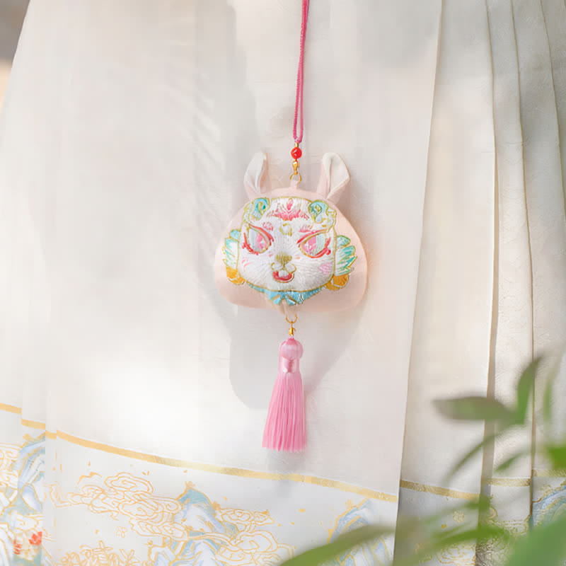 Buddha Stones Chiński haftowany smok tygrys frędzel szczęście uroczy zwierzęcy wystrój - image 17