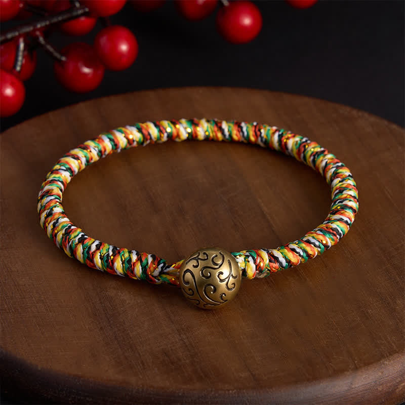 Buddha Stones Bransoletka pleciona ręcznie z kolorowego sznurka Lotus Balance - Pomyślne chmury - 7,5 cala (19 cm) - image 15