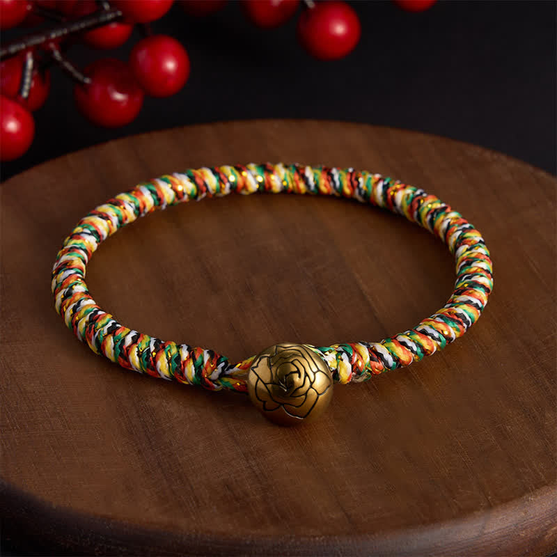 Buddha Stones Bransoletka pleciona ręcznie z kolorowego sznurka Lotus Balance - Róża - 7,5 cala (19 cm) - image 17