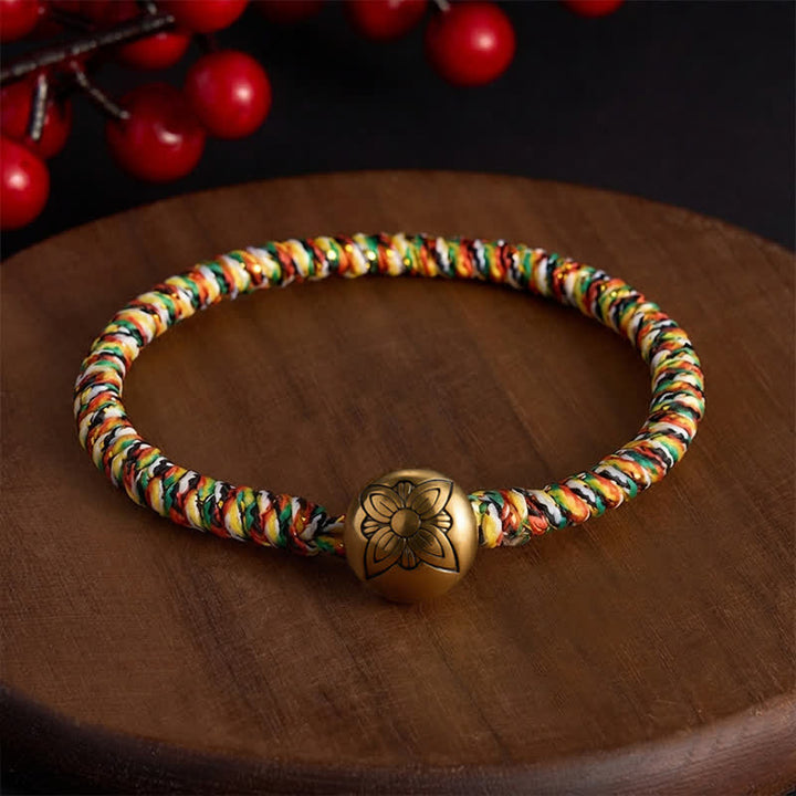 Buddha Stones Bransoletka pleciona ręcznie z kolorowego sznurka Lotus Balance - Liliowy - 7,5 cala (19 cm) - image 13