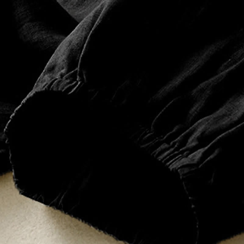 Buddha Stones Letnie, swobodne, minimalistyczne, zapinane na guziki, solidne spodnie capri damskie, spodnie haremowe z kieszenią - image 12