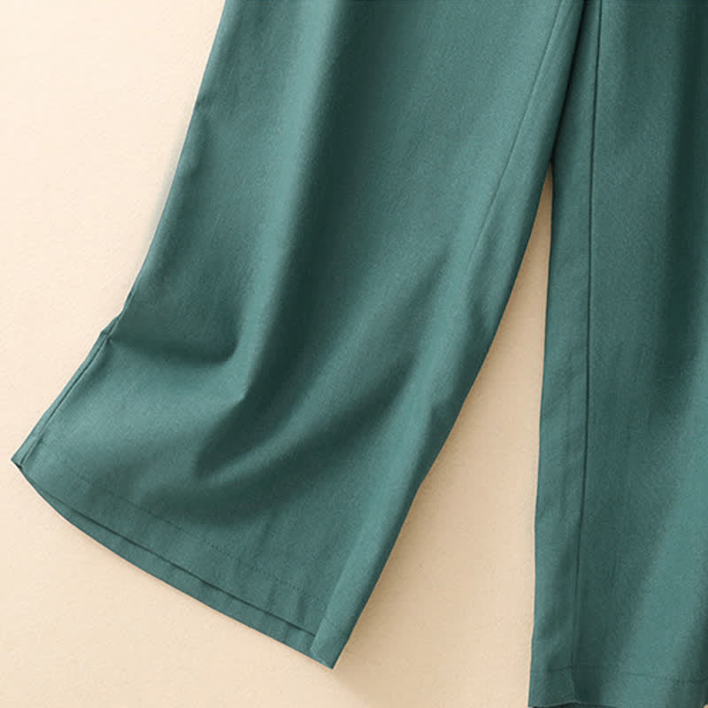 Buddha Stones Letnie, minimalistyczne, eleganckie, proste spodnie damskie z kieszeniami i prostą nogawką - image 7