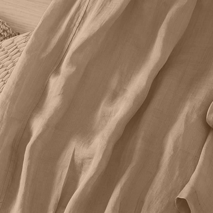 Buddha Stones Letnie, swobodne spodnie capri w stylu boho ze ściągaczem i kieszeniami. Szerokie nogawki. - image 3