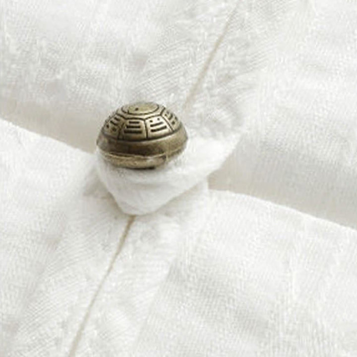 Buddha Stones Koszule męskie w stylu Tang, casualowe, z kołnierzykiem stójkowym, guzikami żabki, rękawami do łokcia i kieszeniami - image 7