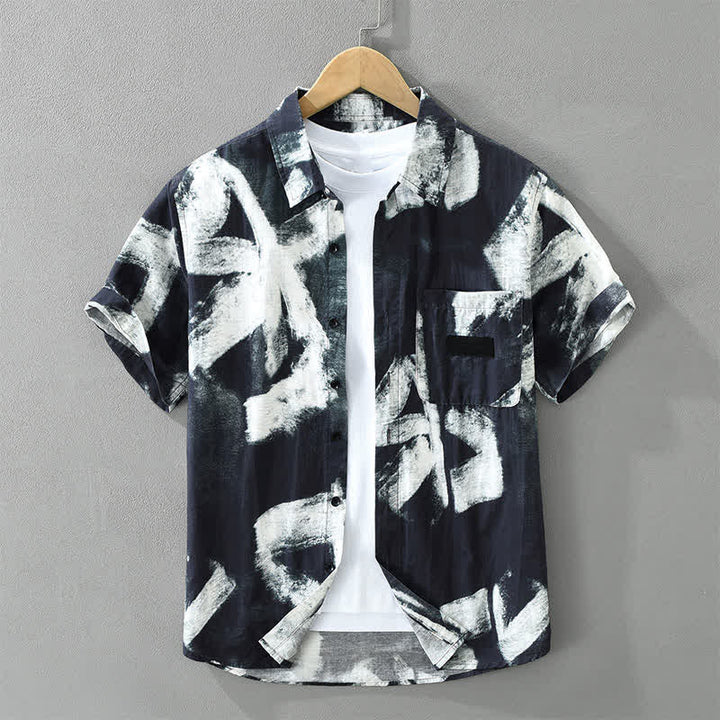 Buddha Stones Letnie, swobodne, męskie koszule z krótkim rękawem i kieszenią, zapinane na guziki, abstrakcyjne - MidnightBlue - US/UK/AU42, EU52 (3XL) - image 10