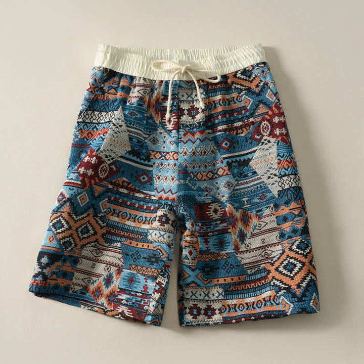 Szorty męskie Buddha Stones Summer Casual Boho ze ściągaczem i geometrycznym wzorem i kieszeniami - image 2