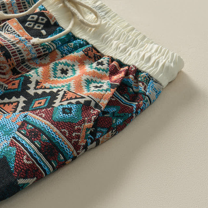 Szorty męskie Buddha Stones Summer Casual Boho ze ściągaczem i geometrycznym wzorem i kieszeniami - image 7