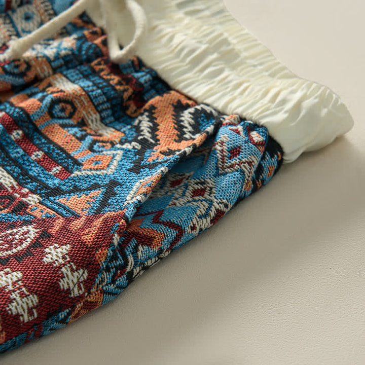 Szorty męskie Buddha Stones Summer Casual Boho ze ściągaczem i geometrycznym wzorem i kieszeniami - image 8