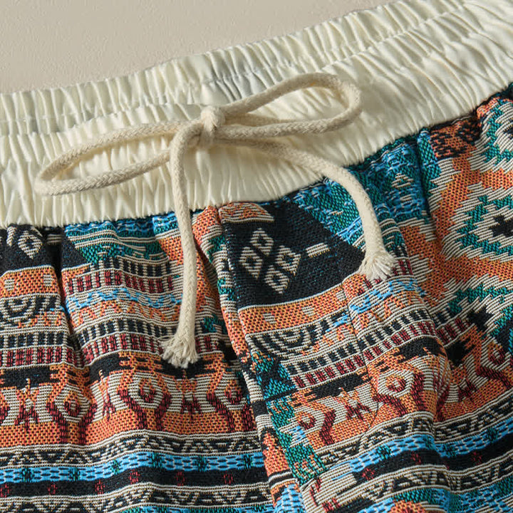 Szorty męskie Buddha Stones Summer Casual Boho ze ściągaczem i geometrycznym wzorem i kieszeniami - image 15