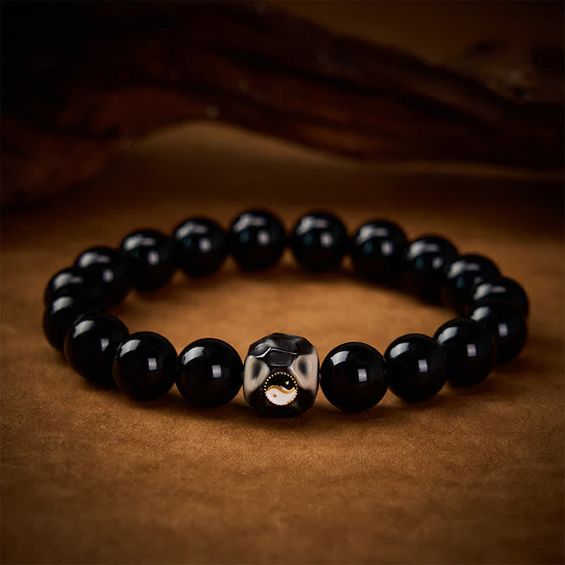 Buddha Stones Bransoletka z okrągłych koralików z agatu tybetańskiego Yin Yang Wealth - image 3