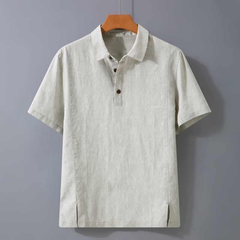 Buddha Stones Letnie, swobodne, minimalistyczne koszule męskie z krótkim rękawem, zapinane na guziki - Bielizna - US/UK/AU44, EU54 (4XL) - image 0