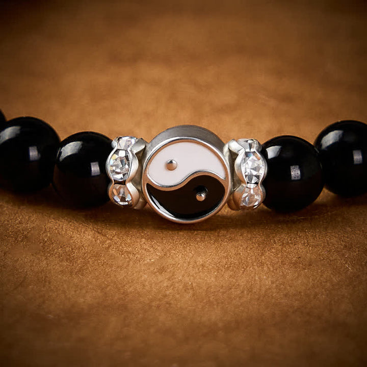 Buddha Stones Bransoletka z okrągłym charmsem z czarnego obsydianu Yin Yang - image 11