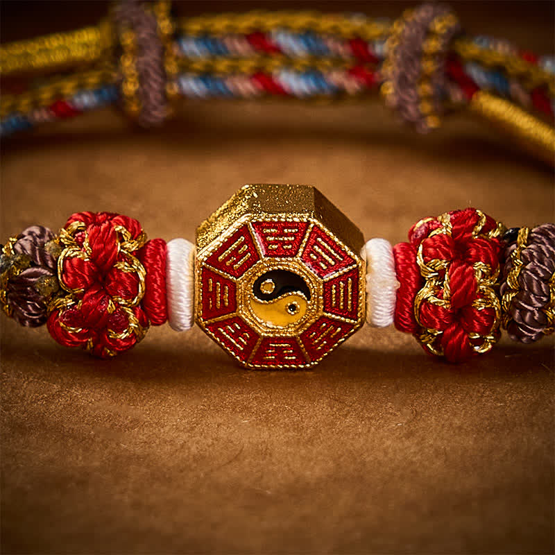 Buddha Stones Kolorowa bransoletka Bagua z chińskiej monety, pleciona ręcznie w stylu tybetańskim - image 14