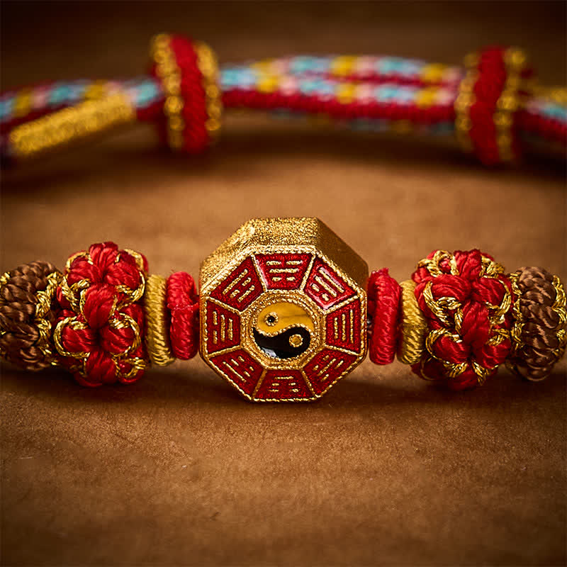 Buddha Stones Kolorowa bransoletka Bagua z chińskiej monety, pleciona ręcznie w stylu tybetańskim - image 5