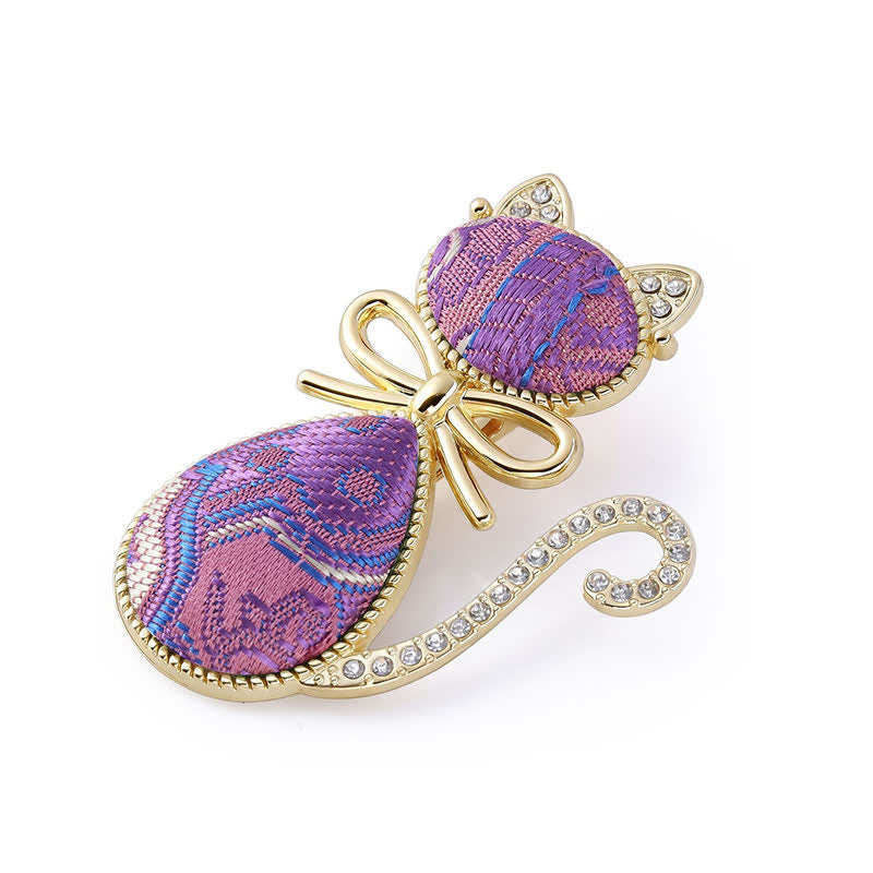 Buddha Stones Pałeczka do włosów Song Brocade Cat w stylu chińskim z pozłacanymi kryształkami - Fioletowy (ten sam odcień koloru – wzór może się różnić) - image 0