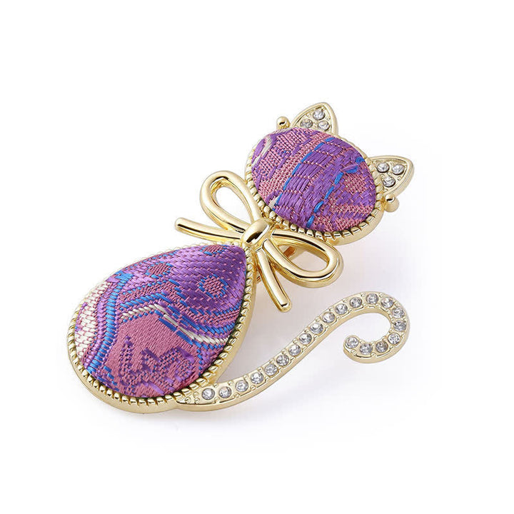 Buddha Stones Pałeczka do włosów Song Brocade Cat w stylu chińskim z pozłacanymi kryształkami - Fioletowy (ten sam odcień koloru – wzór może się różnić) - image 0
