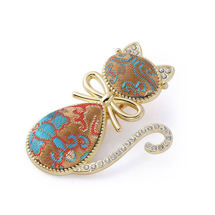 Buddha Stones Pałeczka do włosów Song Brocade Cat w stylu chińskim z pozłacanymi kryształkami - Ciemne złoto (ten sam odcień koloru – wzór może się różnić) - image 8