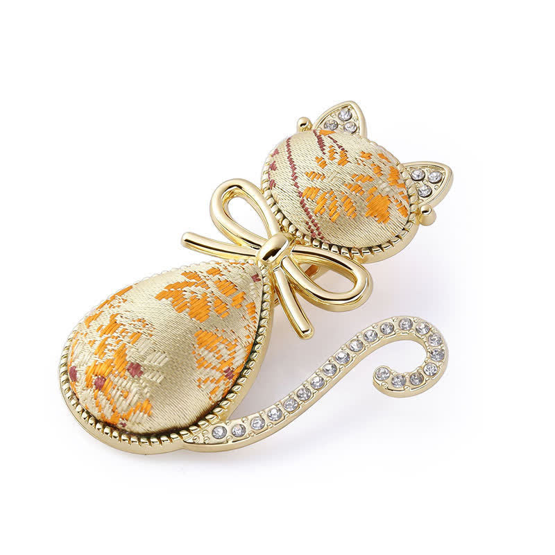 Buddha Stones Pałeczka do włosów Song Brocade Cat w stylu chińskim z pozłacanymi kryształkami - Jasny złoty (ten sam odcień koloru – wzór może się różnić) - image 9