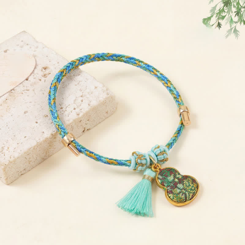 Buddha Stones Bransoletka ochronna z brokatowej tykwy w pięciu kolorach czerwonego sznurka Song - Zielony (ten sam odcień koloru – wzór może się różnić) - image 3