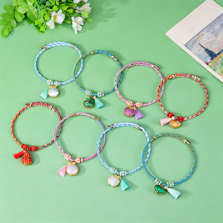 Buddha Stones Bransoletka z pięciokolorowego plecionego sznurka Song Brocade Ruyi Scepter Tassel Luck - image 6