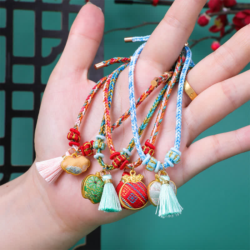 Buddha Stones Bransoletka z pięciokolorowego plecionego sznurka Song Brocade Ruyi Scepter Tassel Luck - image 7
