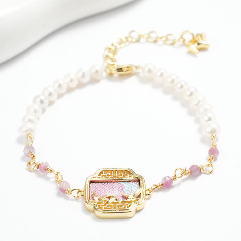 Buddha Stones Bransoletka brokatowa z zawieszką Pearl Purity Song Neo Chinese - image 1