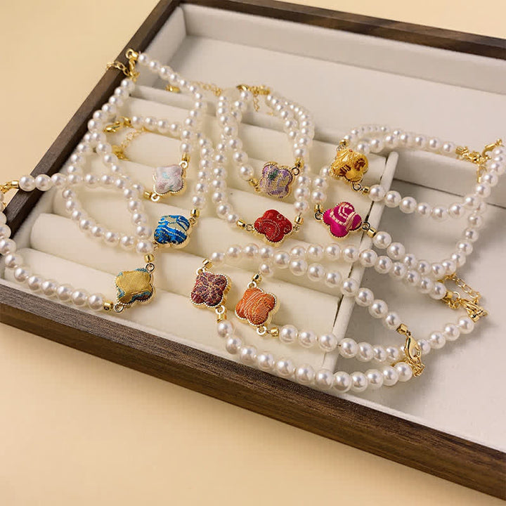 Buddha Stones Bransoletka Pearl Song Brocade Clover Purity New Chinese - image 13