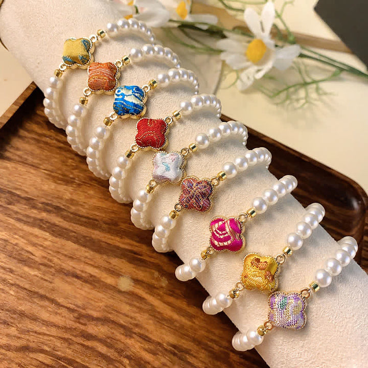 Buddha Stones Bransoletka Pearl Song Brocade Clover Purity New Chinese - image 12