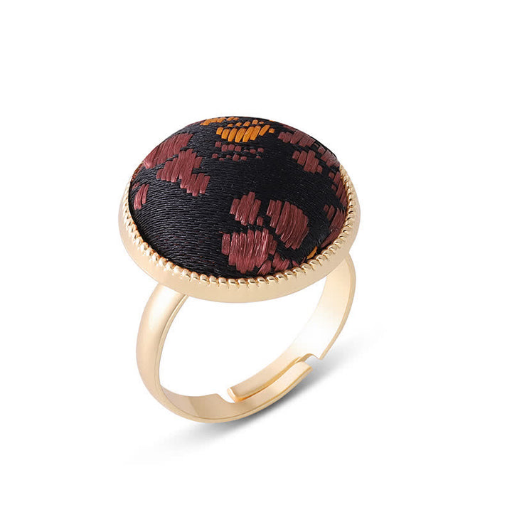 Buddha Stones Elegancki okrągły haftowany pierścień Song Brocade - Czarny (ten sam odcień koloru – wzór może się różnić) - image 15