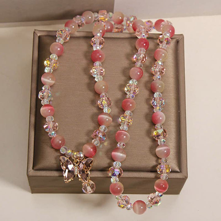 Buddha Stones Bransoletka Peach Cat's Eye Butterfly Love Triple Wrap Faceted - image 9