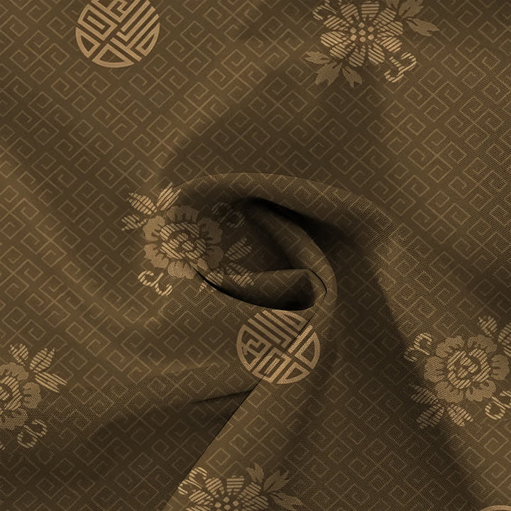 Buddha Stones Koszula męska z krótkim rękawem, oddychająca, z geometrycznym kwiatowym wzorem medalionu i guzikami - image 4