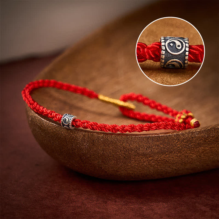 Buddha Stones Czarno-czerwona bransoletka z sznurka Yin Yang, ochrona, ręcznie tkana, minimalistyczna - Pąsowy - Czerwony sznurek (ochrona ♥ szczęście) - image 0