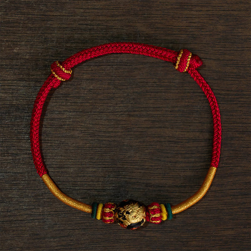 Buddha Stones Bransoletka pleciona z koralików i czerwonego sznurka w kształcie smoka z miedzi - Czerwony sznurek (obwód nadgarstka: 15–20 cm) - Koralik smoka - image 16