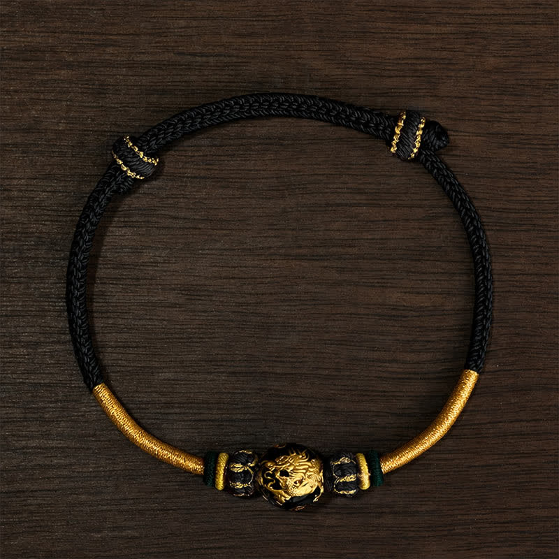 Buddha Stones Bransoletka pleciona z koralików i czerwonego sznurka w kształcie smoka z miedzi - Czarny sznurek (obwód nadgarstka: 15–20 cm) - Koralik smoka - image 18