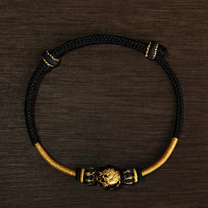 Buddha Stones Bransoletka pleciona z koralików i czerwonego sznurka w kształcie smoka z miedzi - Czarny sznurek (obwód nadgarstka: 15–20 cm) - Koralik smoka - image 18