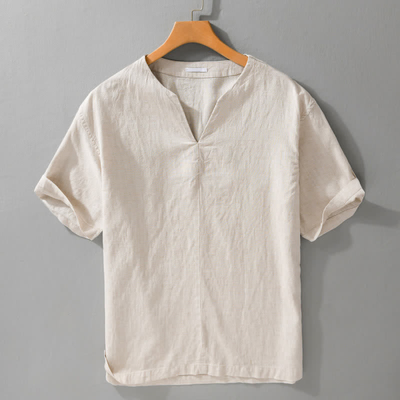 Buddha Stones Letnie, minimalistyczne, męskie koszulki z krótkim rękawem i dekoltem w serek - Bielizna - US/UK/AU42， EU52 (3XL) - image 0