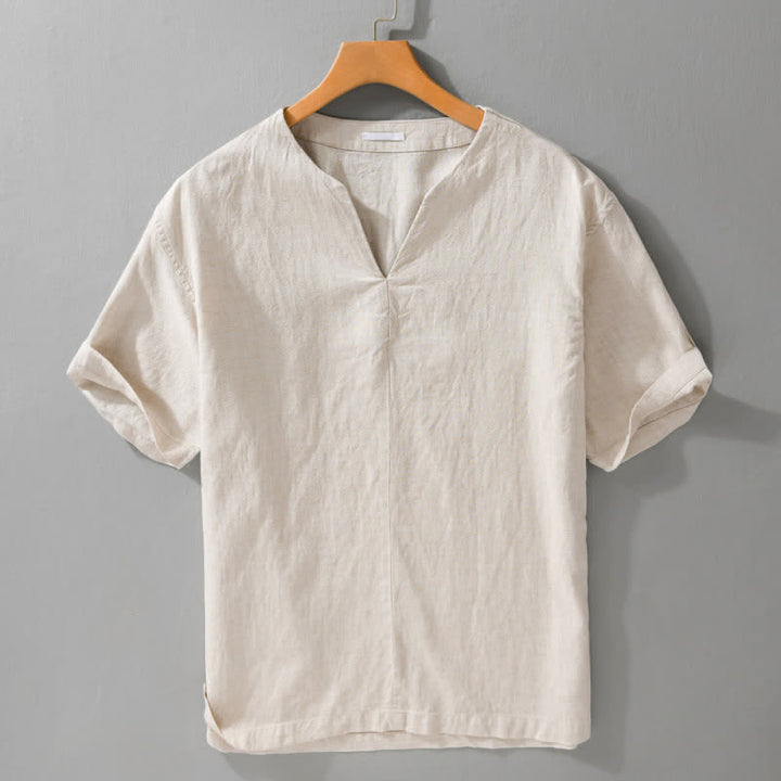 Buddha Stones Letnie, minimalistyczne, męskie koszulki z krótkim rękawem i dekoltem w serek - Bielizna - US/UK/AU42， EU52 (3XL) - image 0