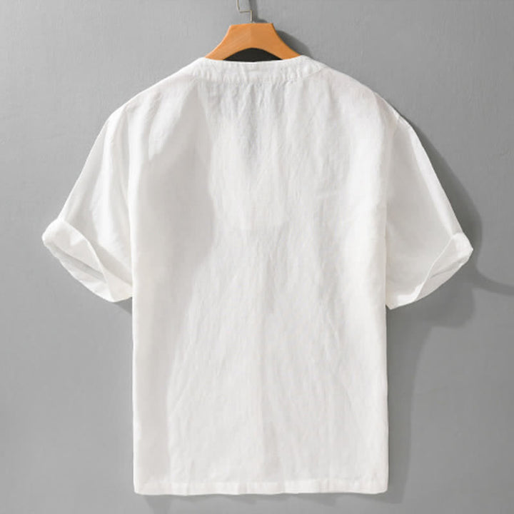 Buddha Stones Letnie, minimalistyczne, męskie koszulki z krótkim rękawem i dekoltem w serek - image 13