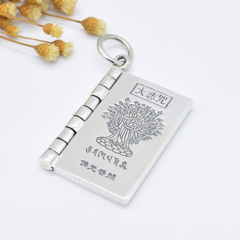 Buddha Stones 990 Srebro Sterling Sutra Serca Wielkie Współczucie Shurangama Mantra Lotus Vajra Naszyjnik Wisiorek Pokoju - Mantra Wielkiego Współczucia - image 9