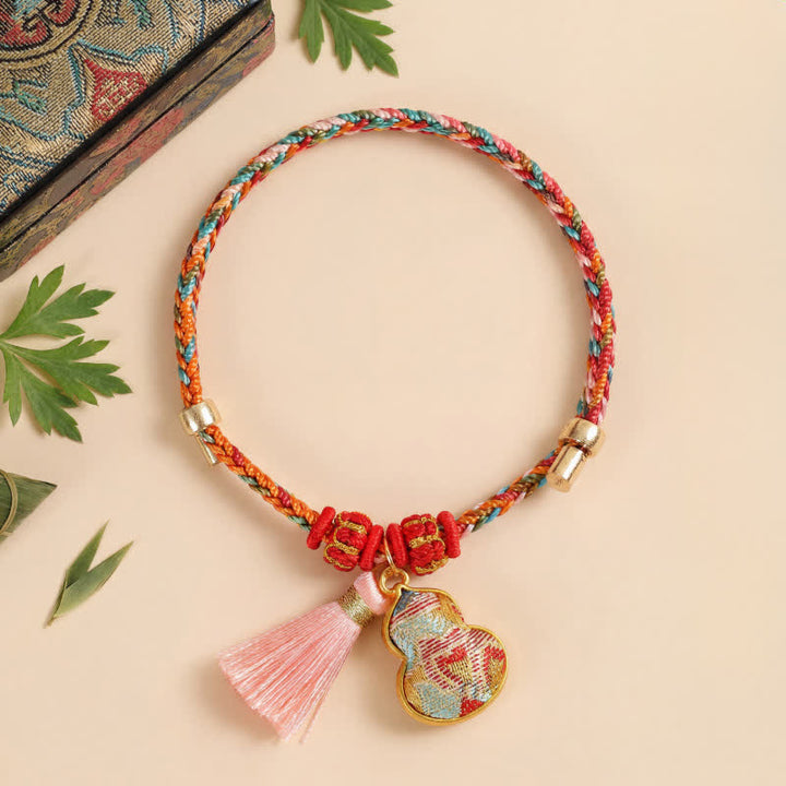 Buddha Stones Ręcznie tkana pięciokolorowa torebka na pieniądze z jabłkami i tykwą, z chińskim zamkiem - Tykwa (ten sam odcień koloru – wzór może się różnić) - image 33