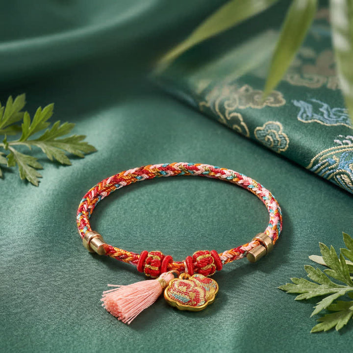 Buddha Stones Ręcznie tkana pięciokolorowa torebka na pieniądze z jabłkami i tykwą, z chińskim zamkiem - Chiński brelok do kluczy (ten sam odcień koloru – wzór może się różnić) - image 51