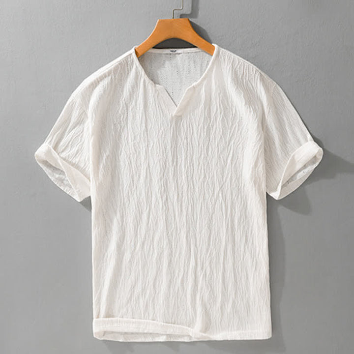 Buddha Stones Letnie, swobodne, minimalistyczne, męskie koszulki z krótkim rękawem i dekoltem w serek - Bielizna - US/UK/AU42, EU52 (3XL) - image 11