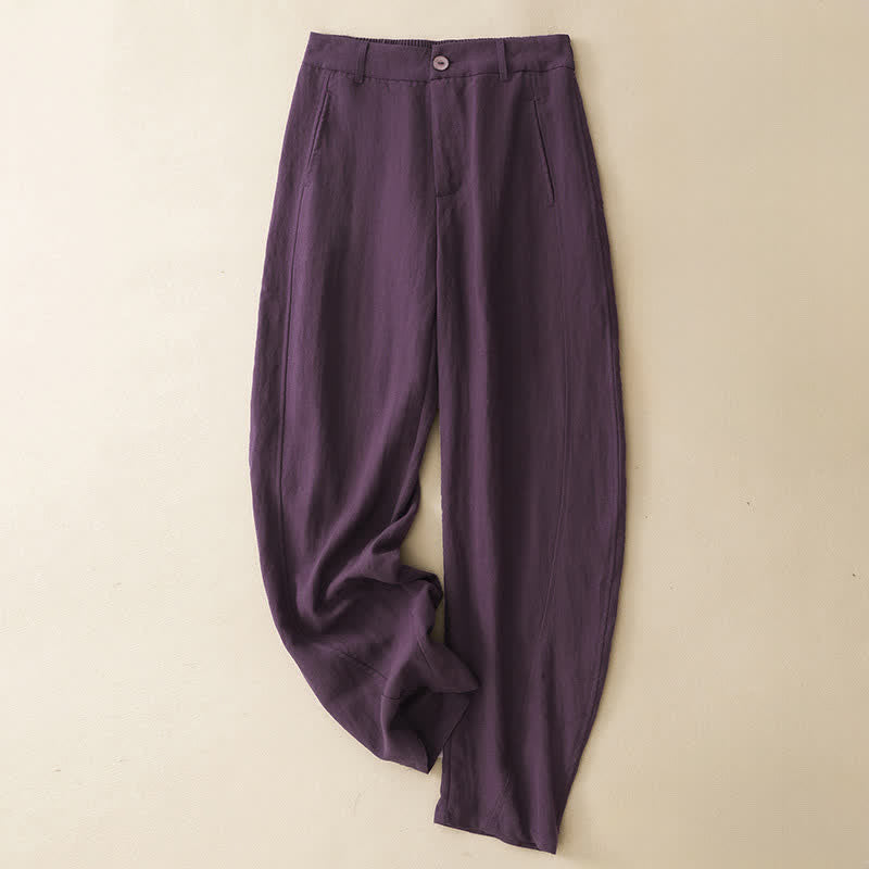 Buddha Stones Letnie, swobodne spodnie damskie typu harem z kieszenią, zapinane na guziki i zamek błyskawiczny - RebeccaPurple - US8-10, UK/AU12-14, EU40-42 (2XL) - image 0