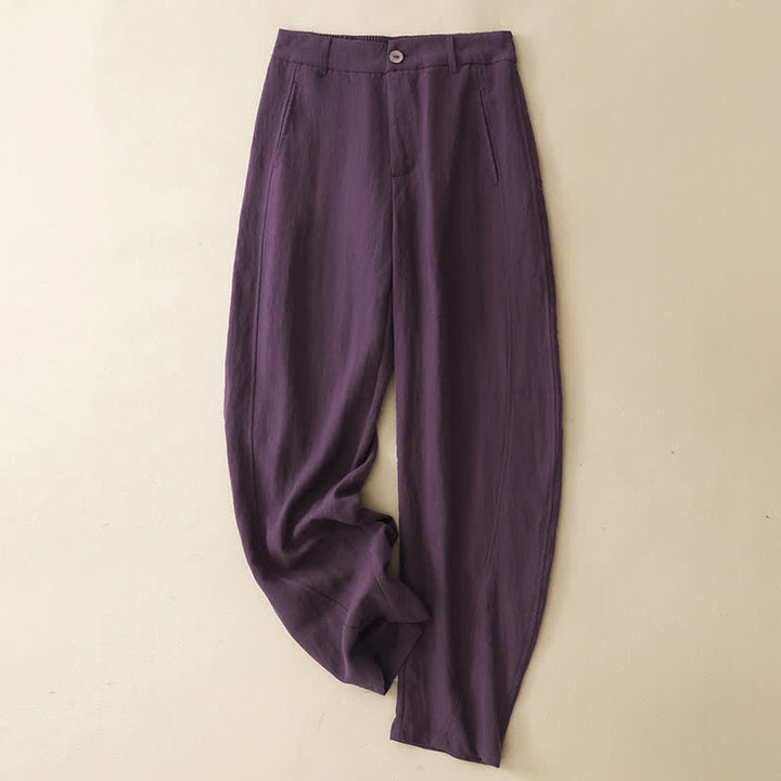 Buddha Stones Letnie, swobodne spodnie damskie typu harem z kieszenią, zapinane na guziki i zamek błyskawiczny - RebeccaPurple - US8-10, UK/AU12-14, EU40-42 (2XL) - image 0