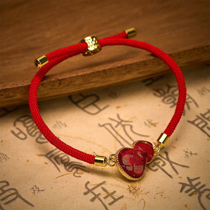 Buddha Stones Bransoletka ochronna z brokatowej tykwy Red String Song - image 2
