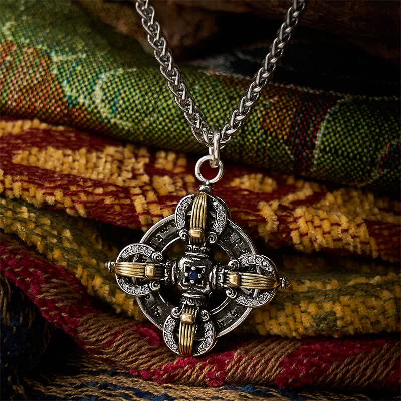 Buddha Stones Naszyjnik z wisiorem Vajra w kolorze miedzianym i srebrnym - Miedź (Uzdrawiająca ♥ Bogactwo) - image 0