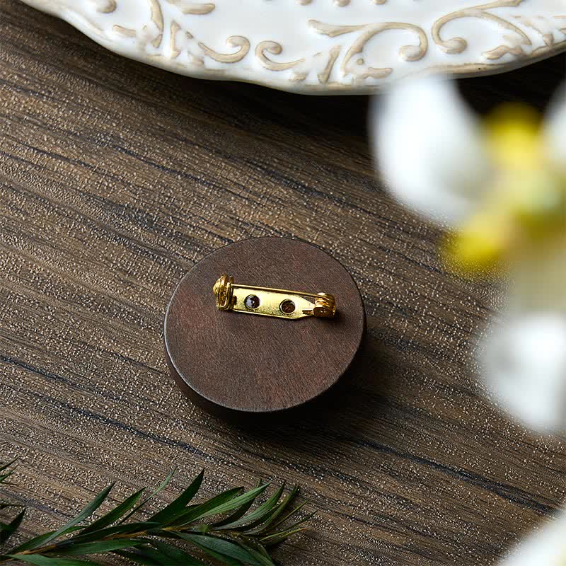 Buddha Stones Broszka okrągła z motywem kwiatowym, ręcznie robiona z materiału - image 22