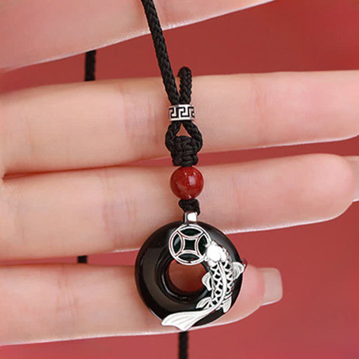 Buddha Stones Naszyjnik z plecionego, okrągłego naszyjnika w stylu chińskim z jadeitu w kształcie ryby Koi Success - image 10